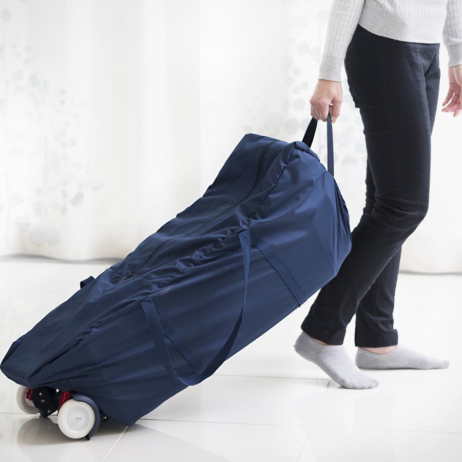 ポータブルベビーベッド おむつ替えテーブル付（ネイビーブルー