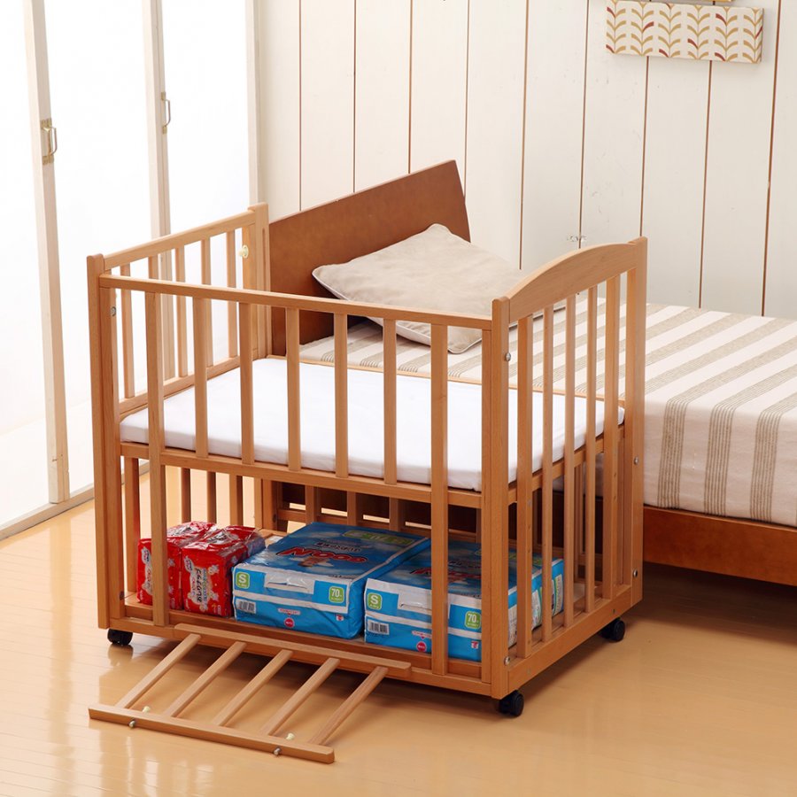 日本製 添い寝ツーオープンミニベッド（ナチュラル）」について