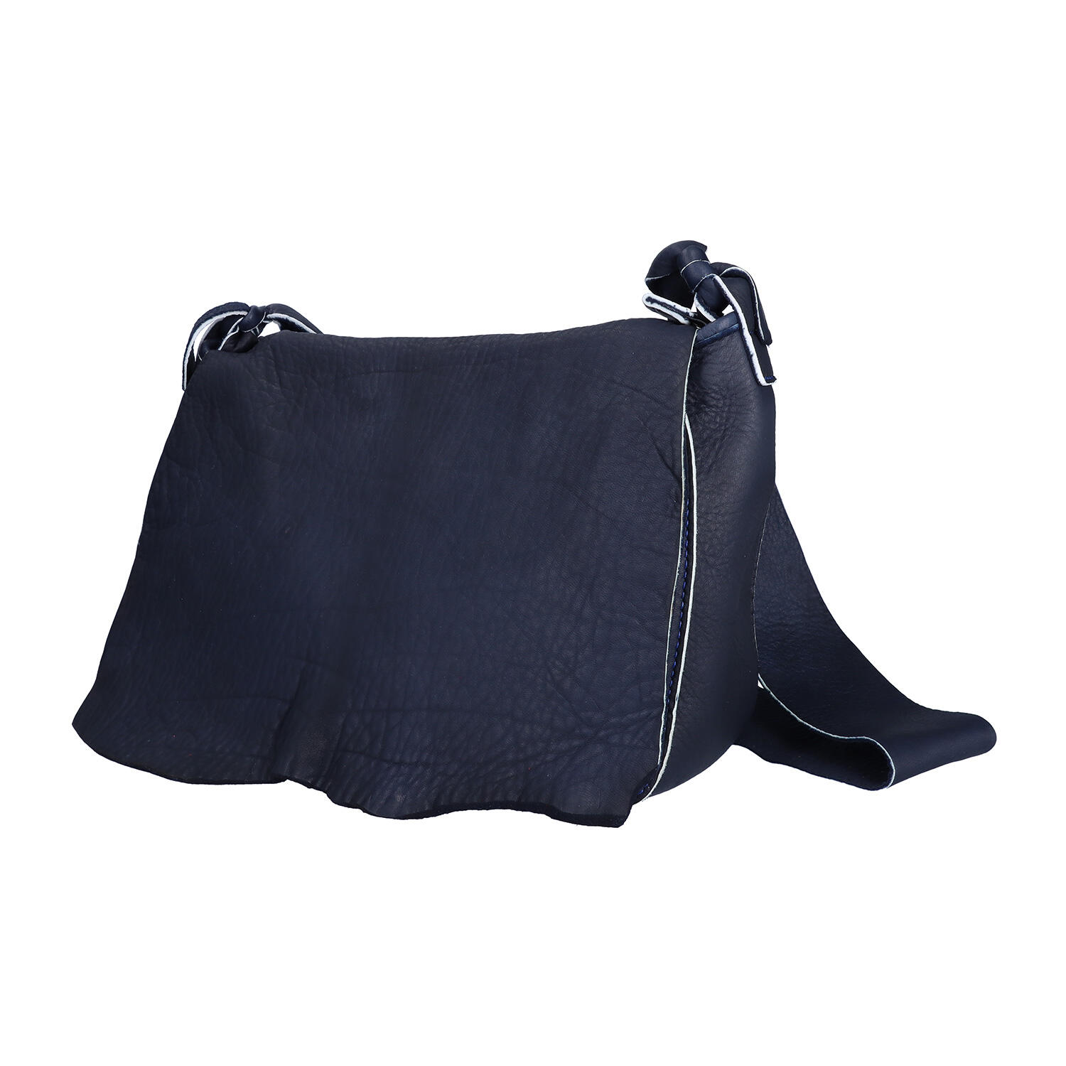 総手縫い鹿革断ち切り蓋付きショルダーバッグL | 株式会社 KAZINO