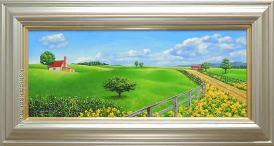 絵画 油絵 丘への道 （里中游） WF3号 送料無料 【肉筆】【油絵