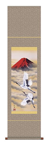 即納品】 赤富士飛鶴 瀬田功舟 （洛友会）尺幅 【特価 】！ 富士