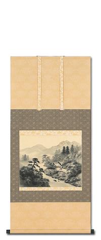 水墨山水 林春雪 （尺五横）肉筆！ 山水画 - 掛け軸（掛軸）販売通販