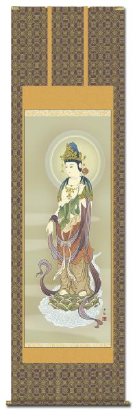 雲上観音「観音様」 小野洋舟 （尺五） 日本製 観音 - 掛け軸（掛軸