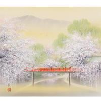 春の小京都」 川島正行 尺八横【肉筆】！ 山水画 - 掛け軸（掛軸）販売