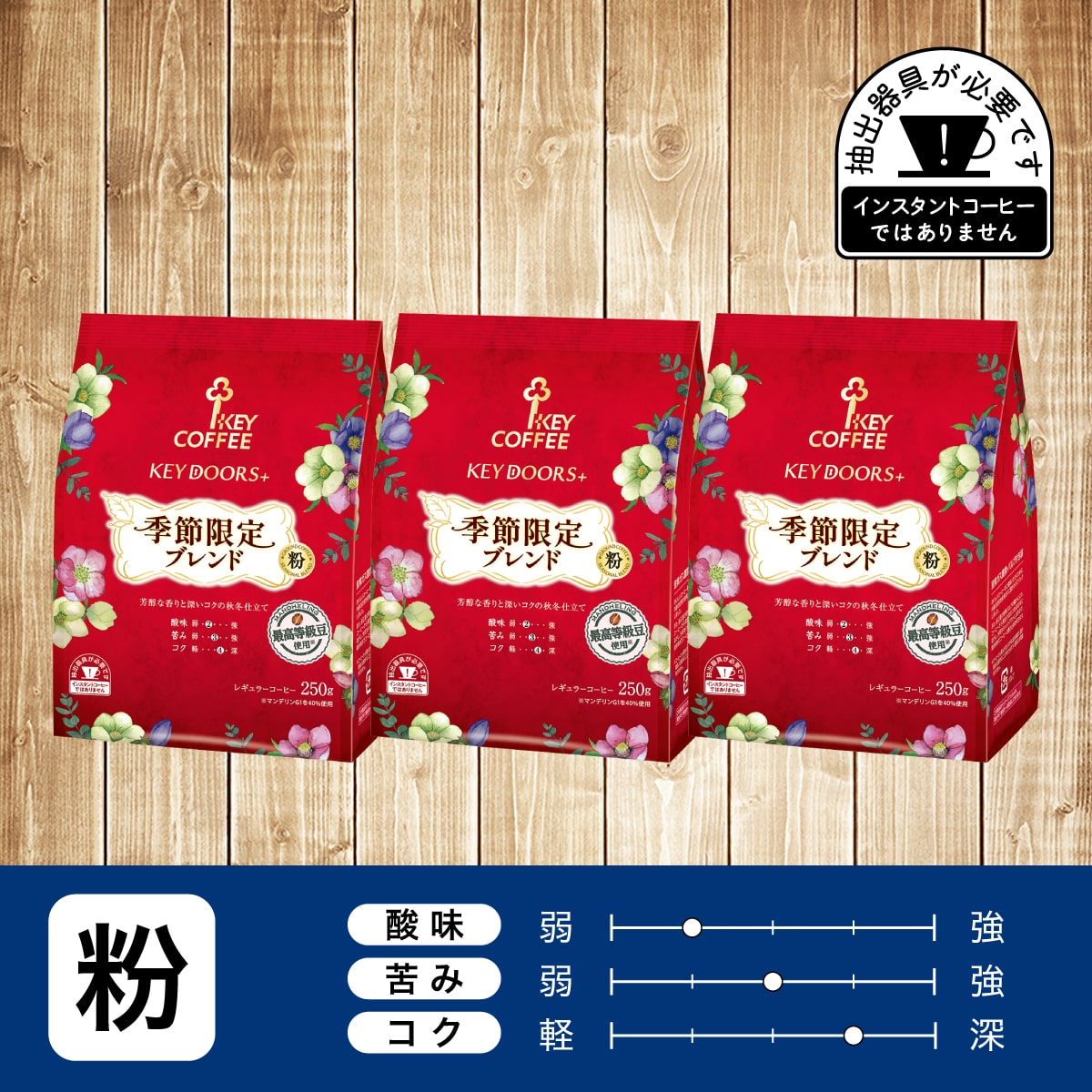 KEY DOORS＋ 季節限定ブレンド 粉 250g×3袋
