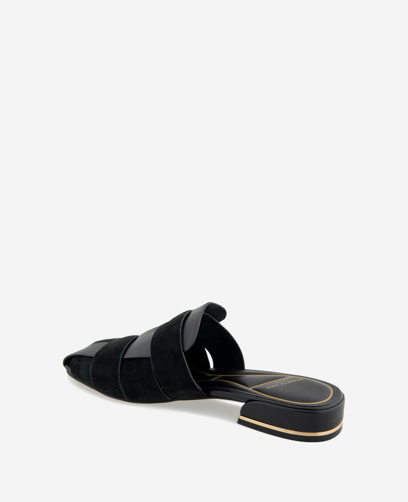 Faina Leather Fisherman Slide Sandal – Black | Kenneth Cole