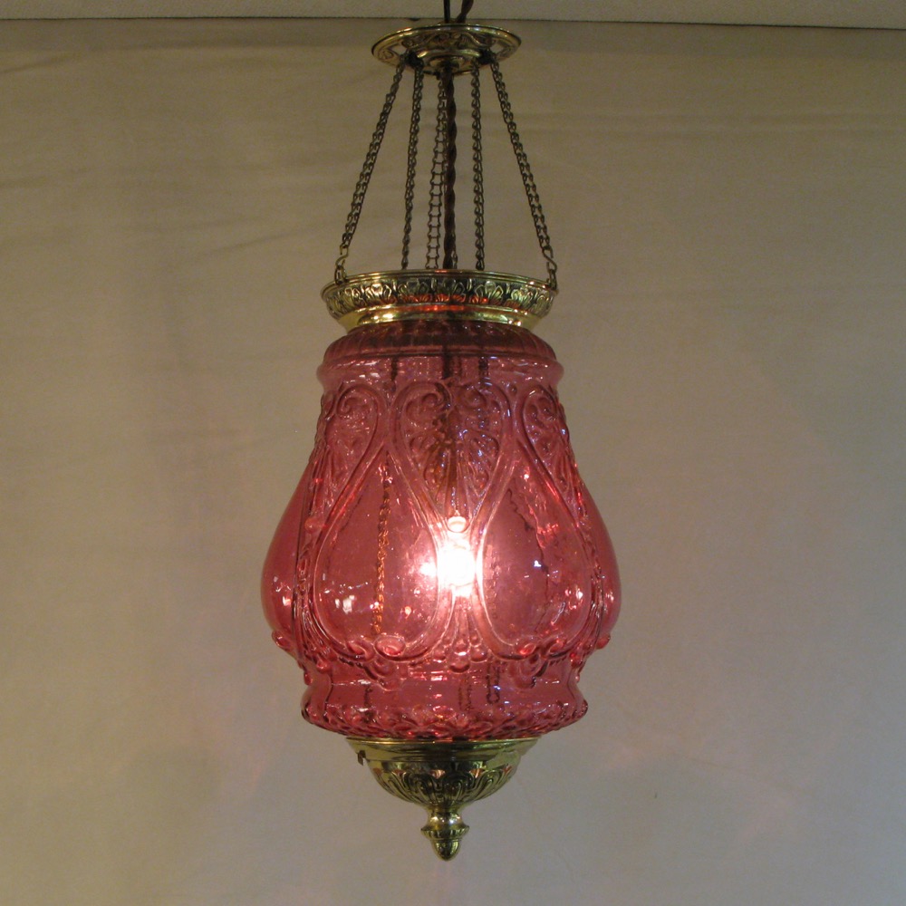 フランス アンティーク クランベリーガラス ランタン | キヤアンティークス