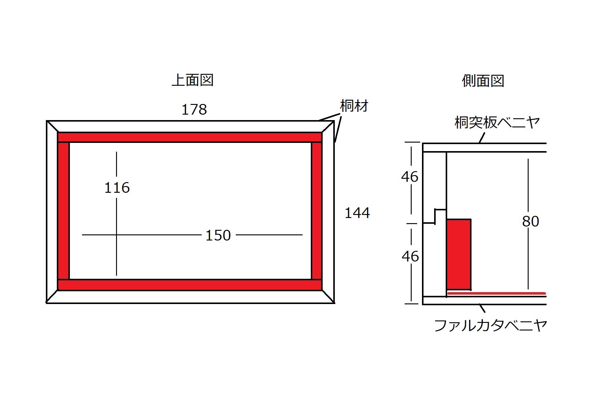 299．桐箱内装有り 内寸：116×150×80 520円～