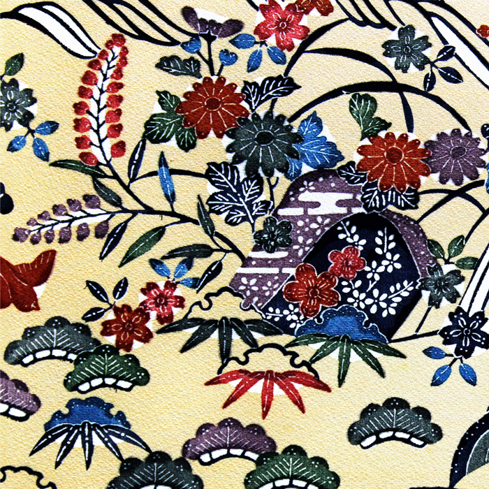 古琉球小紋 紅型染 丹後ちりめん 正絹 ― 上品で華やかなおしゃれ着