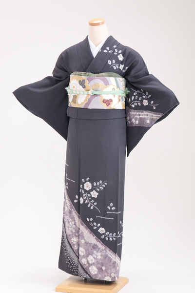 お宮参り祖母用 正絹 付下げ・訪問着レンタル 150015 グレー 絞り柄