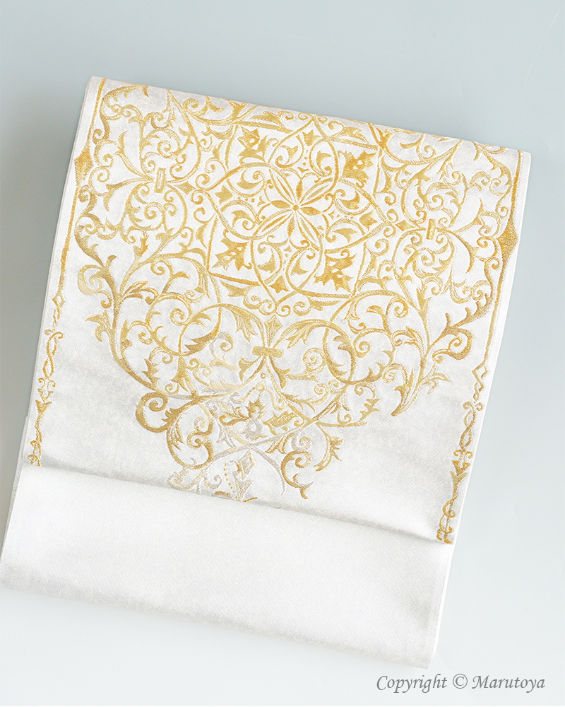 紫紘：引き箔袋帯『西洋金銅華文』 – 創作着物と帯の専門店 Marutoya