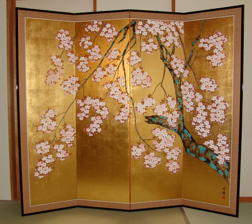 金屏風 日本画金屏風の製造/通信販売(通販) 御子柴屏風店