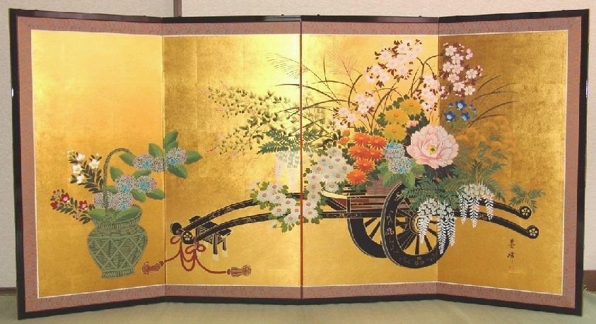 金屏風 日本画金屏風絵 の製造/通信販売(通販) 御子柴屏風店