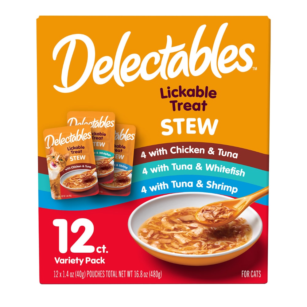 Hartz Delectables Stew Lickable Cat Treats Variety Pack, 12 ct