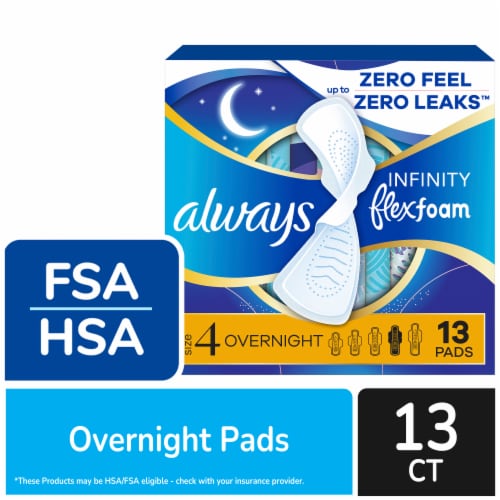 Always InFinity FlexFoam Pads With Wings Overnight Absorbency Size