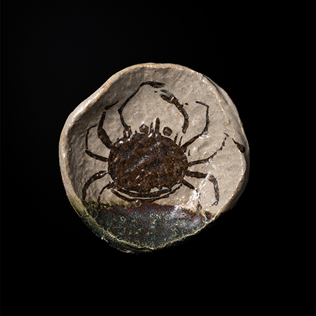 No.35 織部蟹絵文平向付 五客入 / A set of 5 dishes with crub design