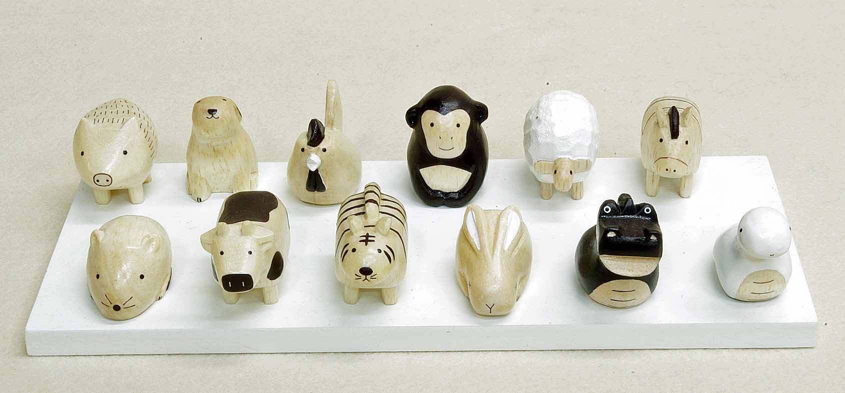 干支置物 G十二支セット（大）木彫 台付