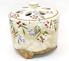 香炉/香立】九谷焼・染付山水（木箱付/送料サービス）