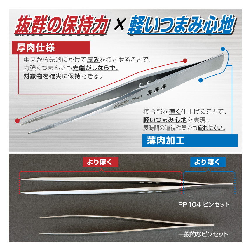 PP-104 ピンセット / 板厚2.5mm【HOZAN】 ホーザン株式会社