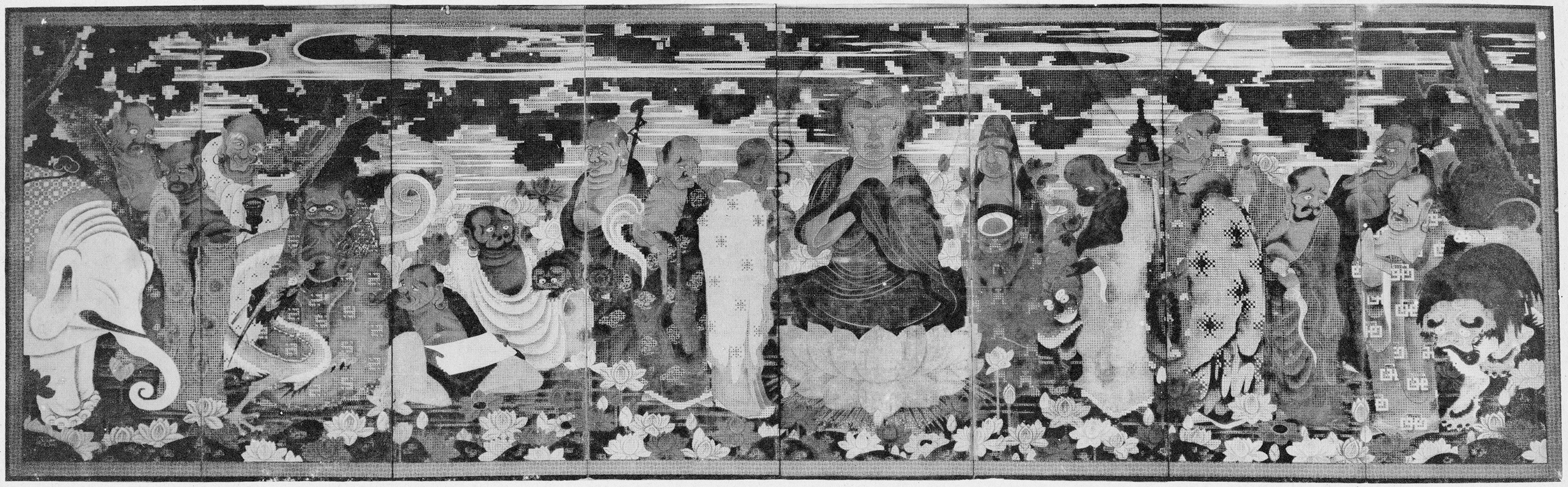 TOPPAN、伊藤若冲「釈迦十六羅漢図屏風」デジタル推定復元を「日本美術