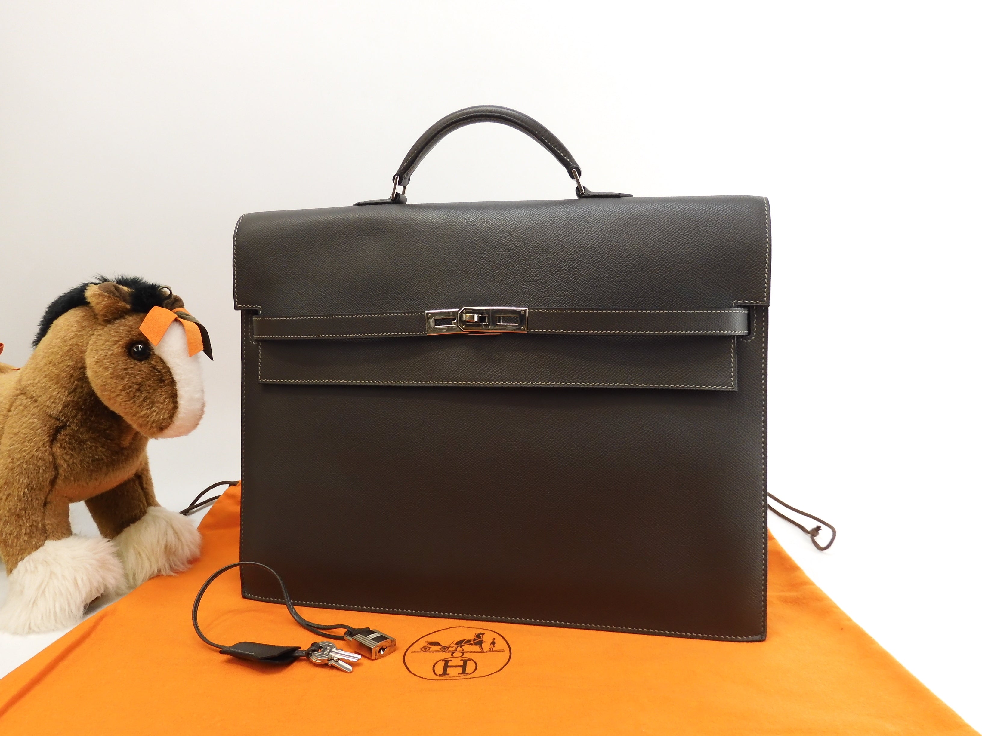 エルメス ケリーデペッシュ38 エプソン/エタン シルバー金具 ブリーフ