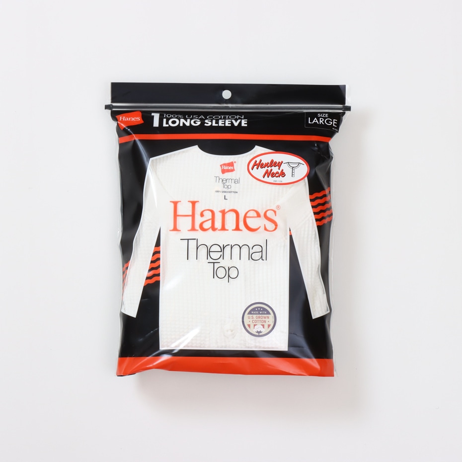 サーマルトップ ヘンリーネックロングスリーブ ホワイト | ヘインズの