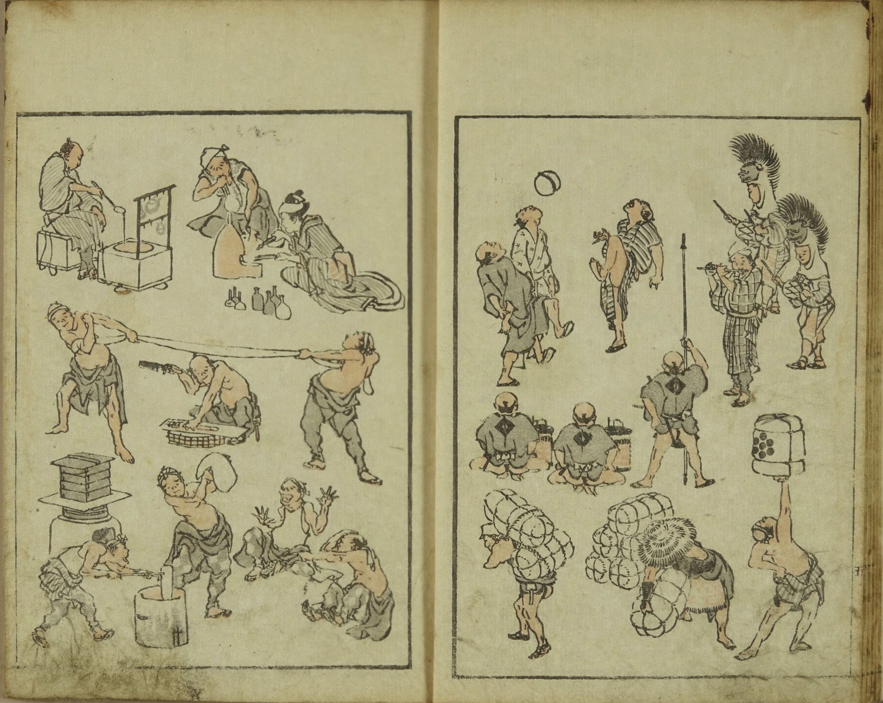 北斎 北斎漫画 初編 葛飾北斎画 江戸刷 表紙傷及墨書入 題箋傷 角少指