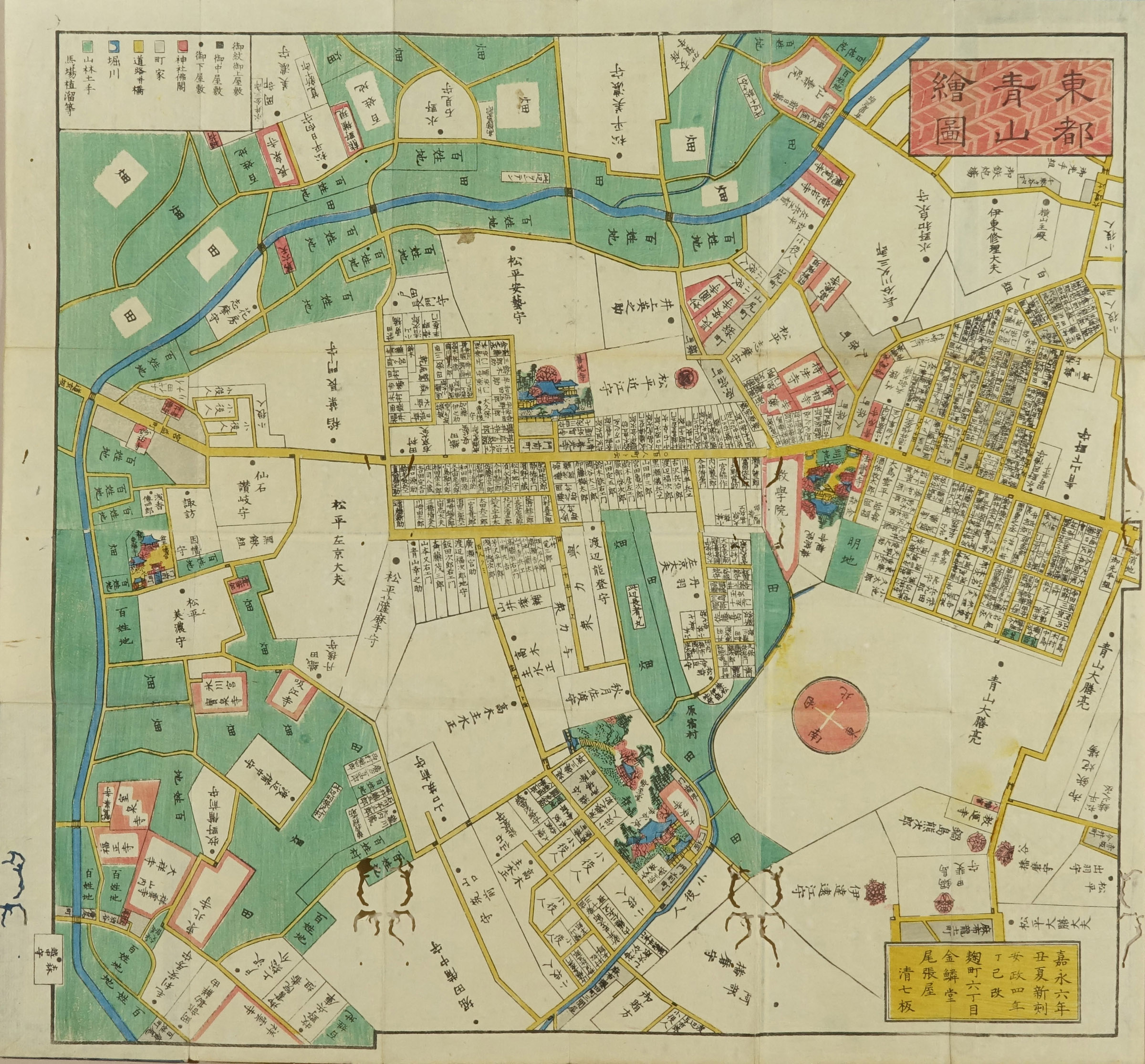無款 江戸切絵図 青山渋谷絵図 尾張屋版 | 浮世絵 | 原書房 神田神保町