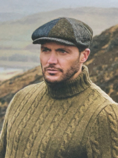 Scott, Newsboy 8 Piece Laxdale Grey Herringbone Cap : Harris Tweed