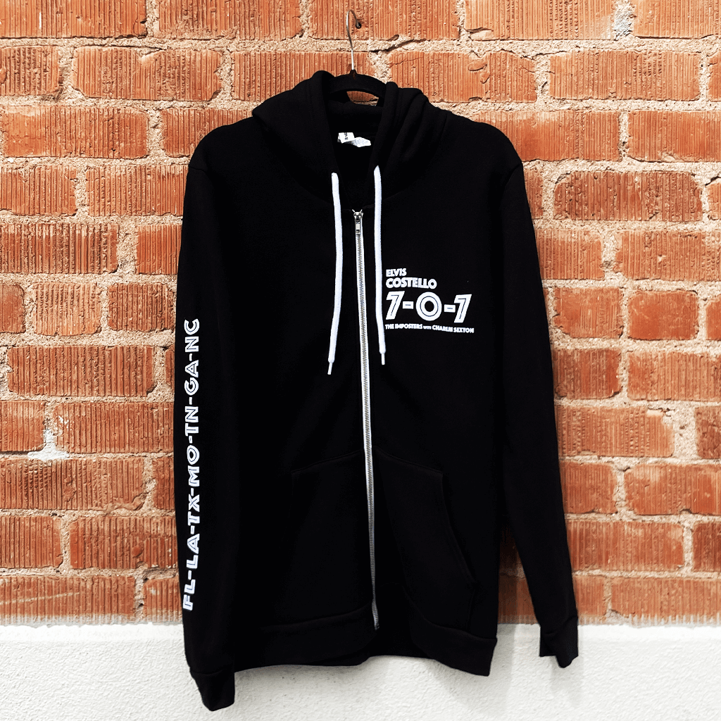 Elvis Costello - 707 Black Zip Up Hoodie