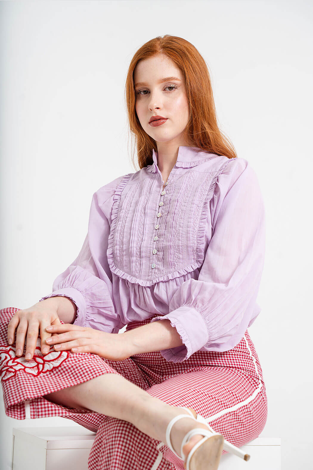 Reina Lavender Pintuck Blouse – Hess