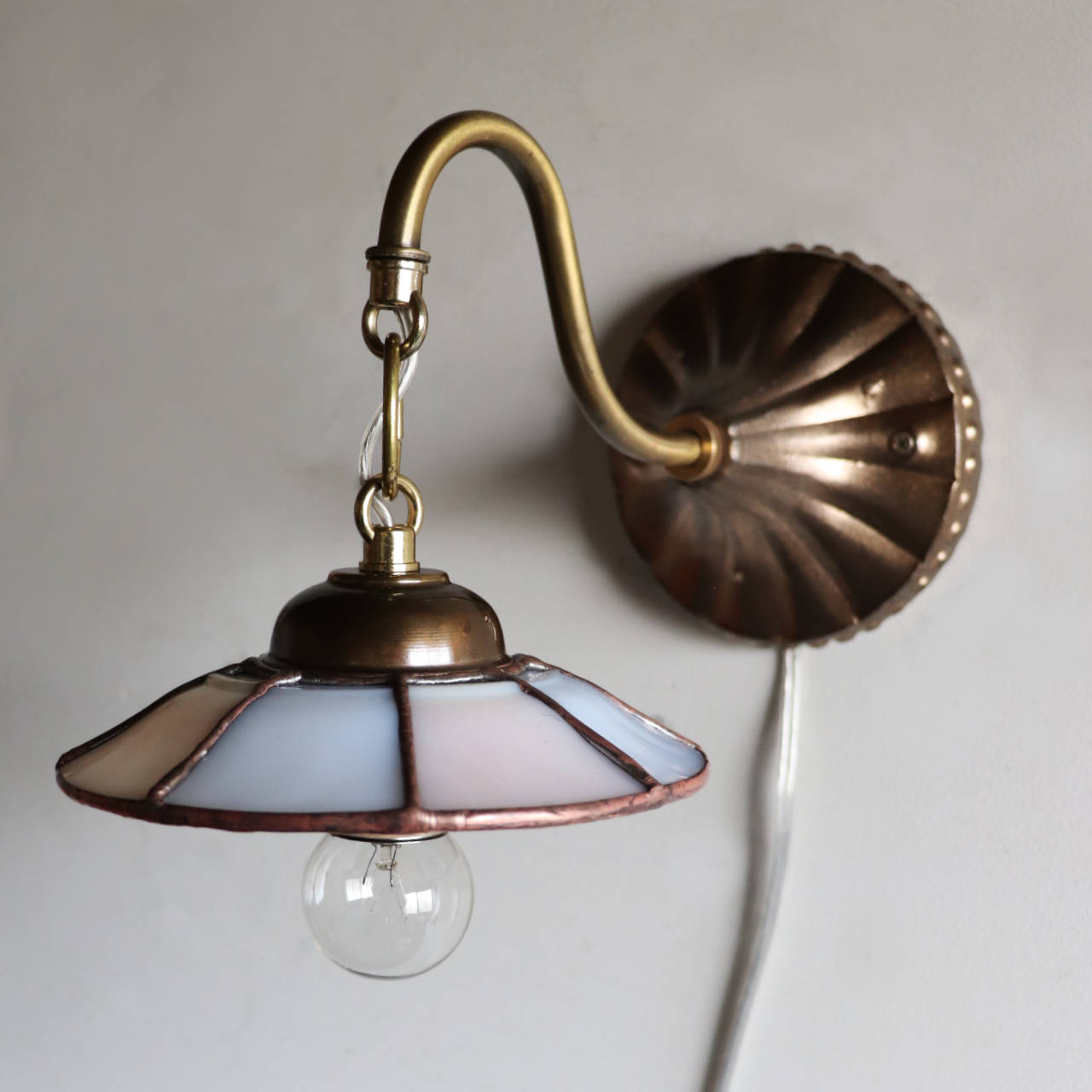 USAヴィンテージミルクガラスウェアリメイクウォールランプ｜壁掛け