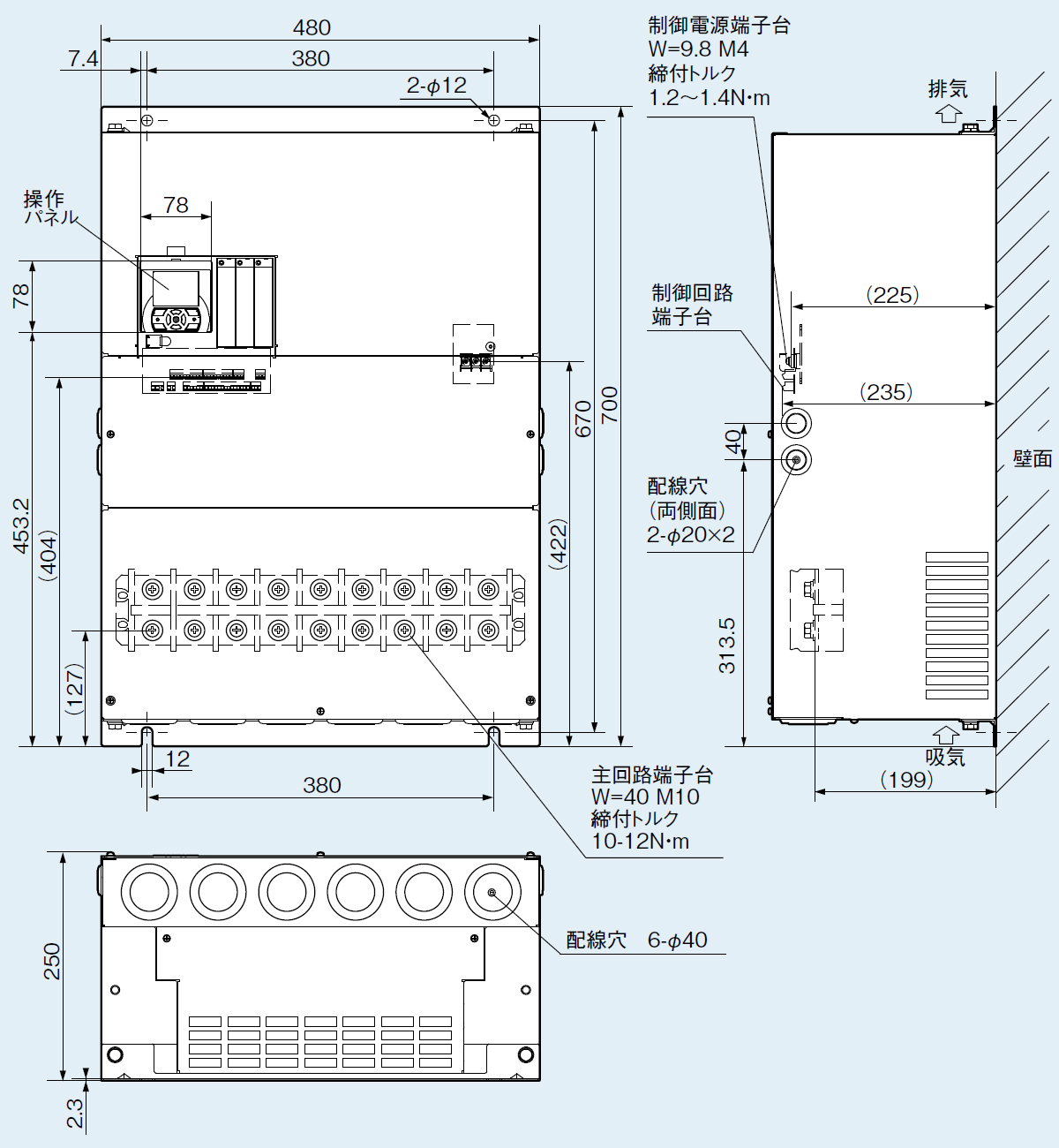 寸法：SJシリーズ P1：インバータ：日立産機システム