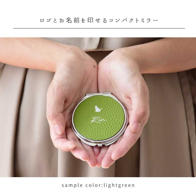 本革シュリンクレザー 拡大鏡付きコンパクトミラー HIGHCAMP FACTORY