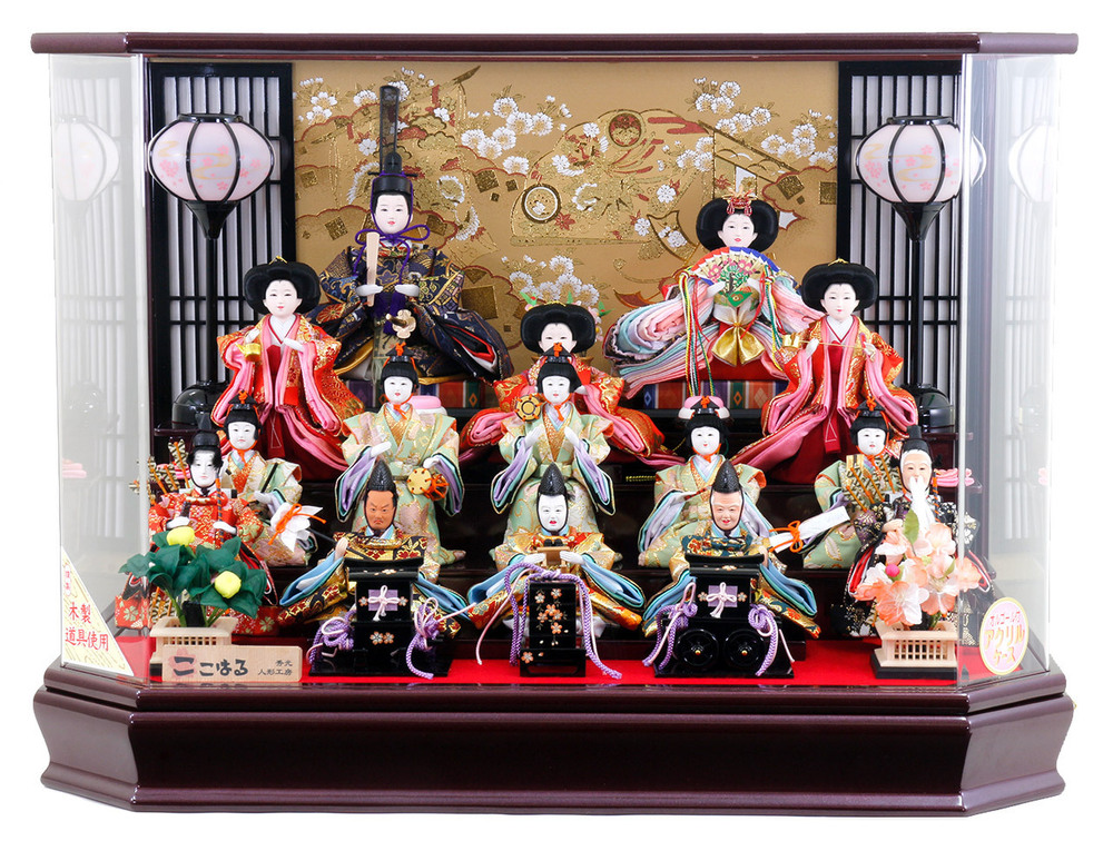 雛人形 衣裳着十五人アクリルケース飾りセット【P88303】 出来る限りの