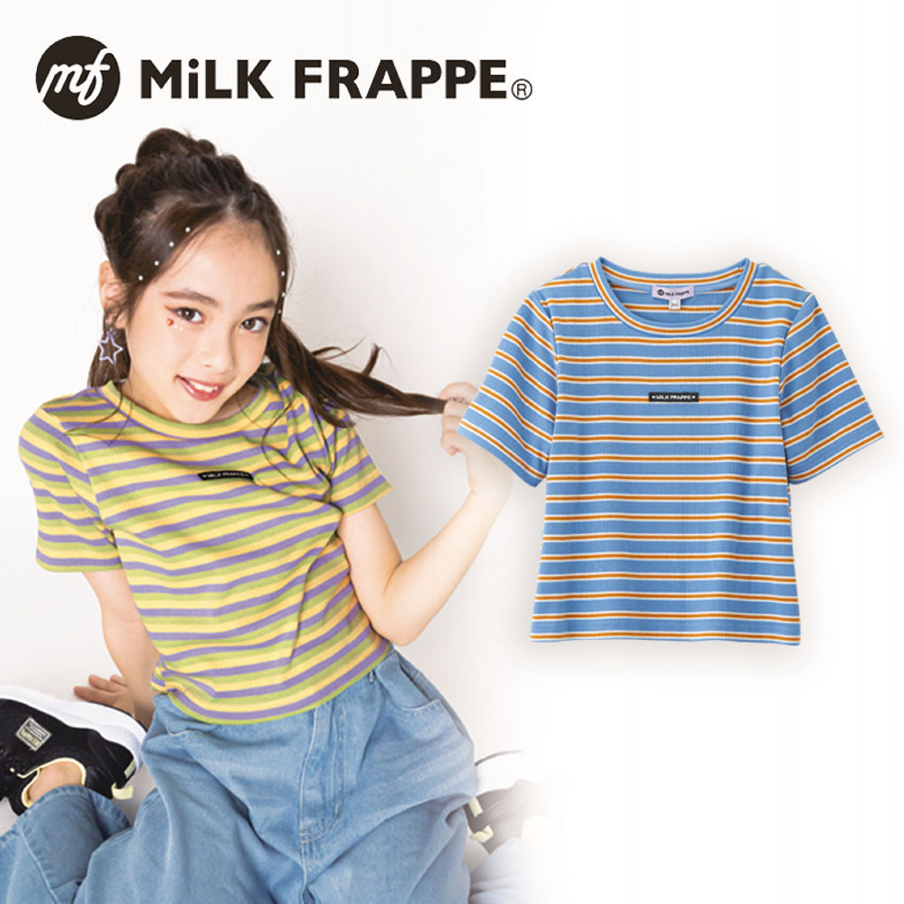 MiLK FRAPPE カラフルボーダーチビリブTシャツ【130～160cm】 | 激安靴
