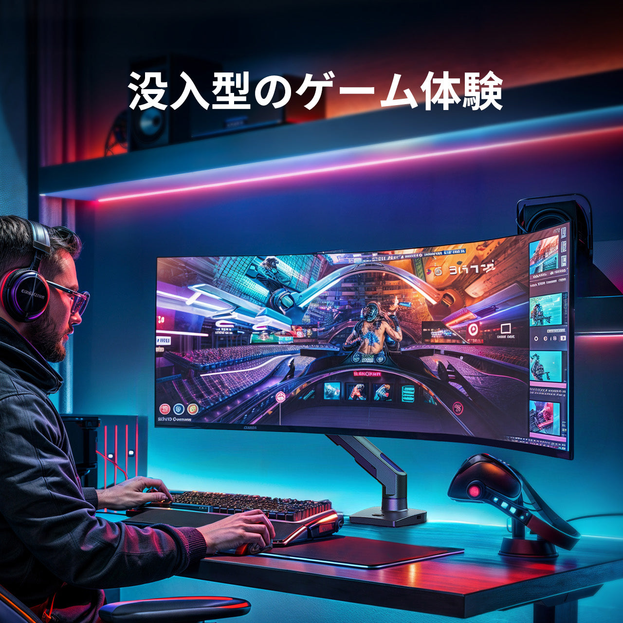 モニターアーム シングル ゲーミング 27～49インチ対応