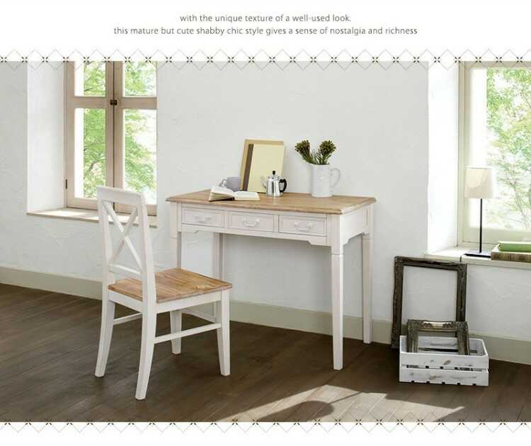 DE-1968 シャビーなフレンチアンティーク調デスク｜天然木桐製