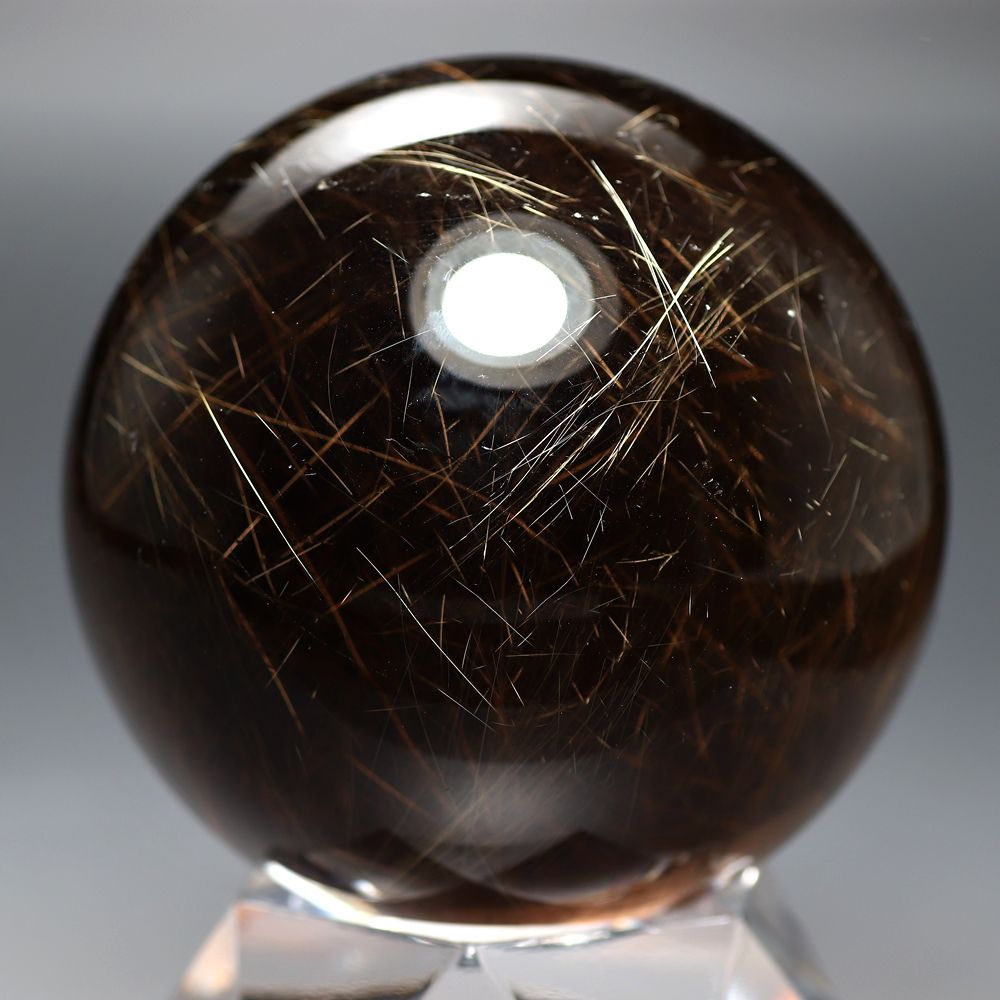 高品質]ブラジル産ゴールドルチルクォーツ丸玉/スフィア（直径62.0mm