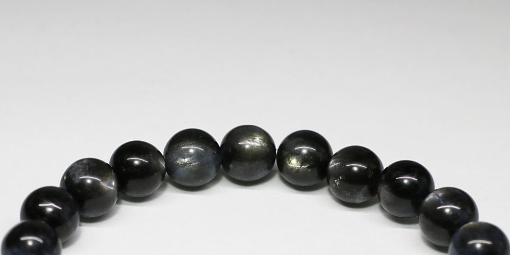 高品質]ブラックスターアクアマリンブレスレット（約9mm玉） - 埼玉県