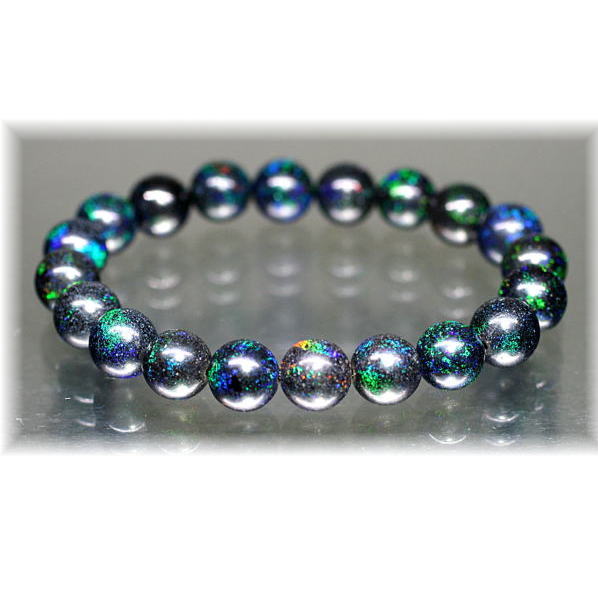 最高品質]ブラックマトリックスオパールブレスレット（約10mm玉
