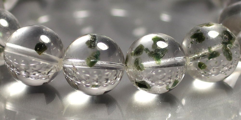 希少・高品質++]グリーンマイカインクォーツブレスレット（約16mm大玉