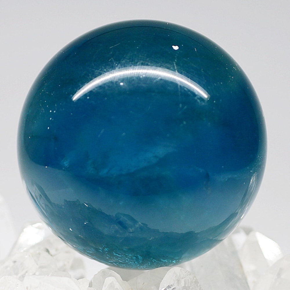 高品質]ディープブルーフローライト丸玉/スフィア（直径52.1mm
