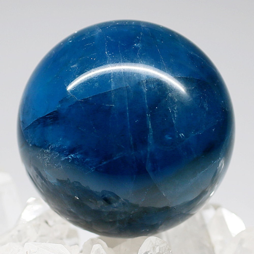 高品質]ディープブルーフローライト丸玉/スフィア（直径54.4mm