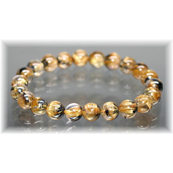 最高品質]放射タイチンルチルクォーツブレスレット（約8.5mm玉