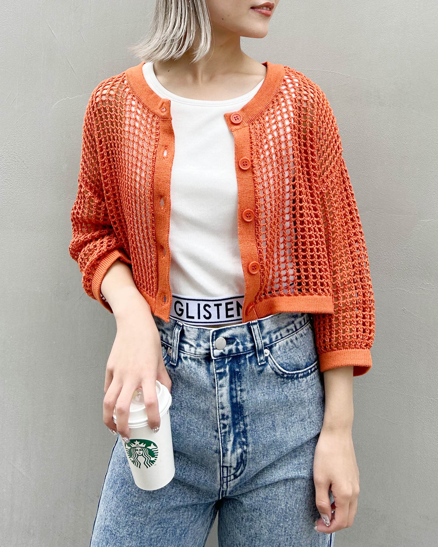 2WAYショート丈メッシュ柄ニットカーディガン｜INGNI(イング) 公式通販