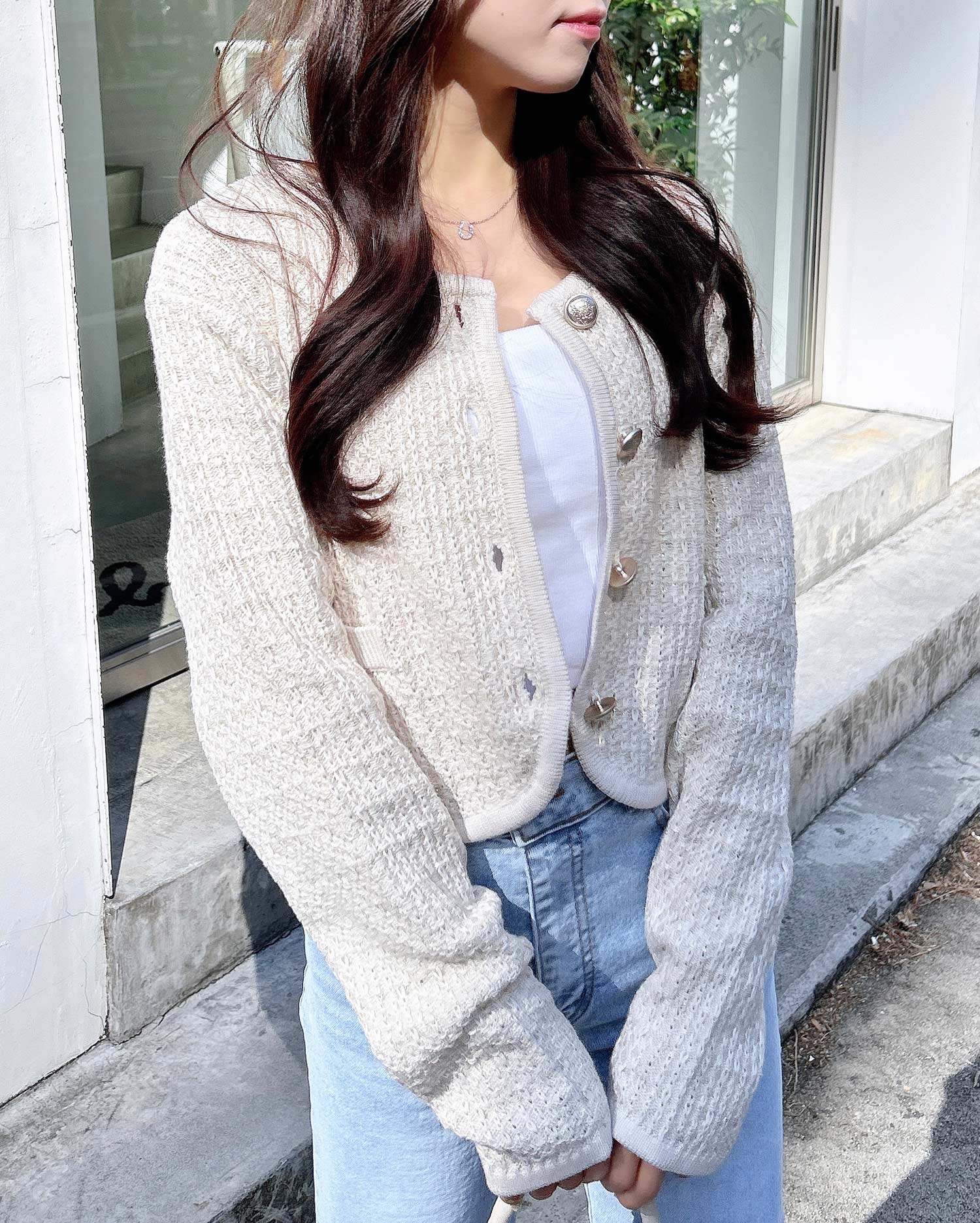 ショート丈ツイードニットカーディガン｜INGNI(イング) 公式通販