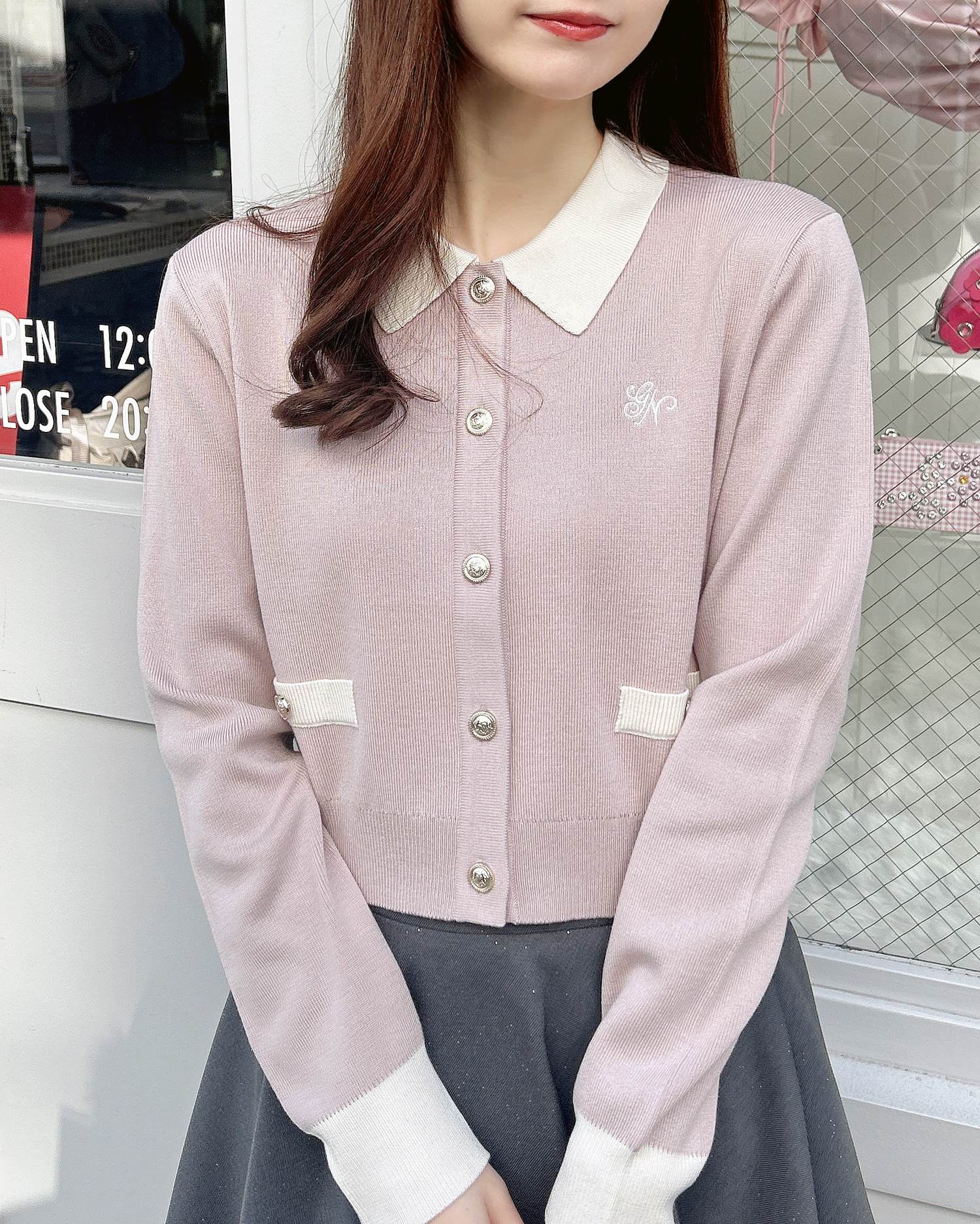 襟付配色金ボタンニットカーディガン｜INGNI(イング) 公式通販｜INGNI