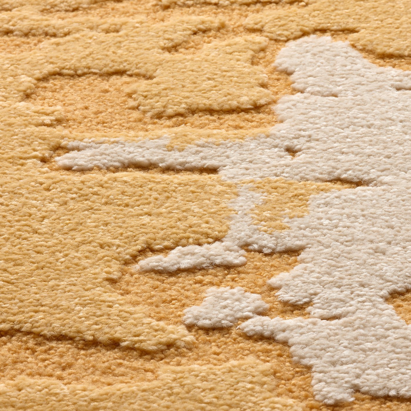 RINGKLOCKA リングクロッカ ラグ パイル短, イエロー/オフホワイト