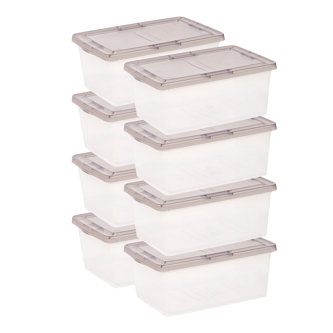17 Qt. Stackable Box, Plastic Storage Bins with Lids, Clear, Gray